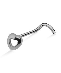 Hollow Heart S316L Curved Nose Stud SSNSKB-1009